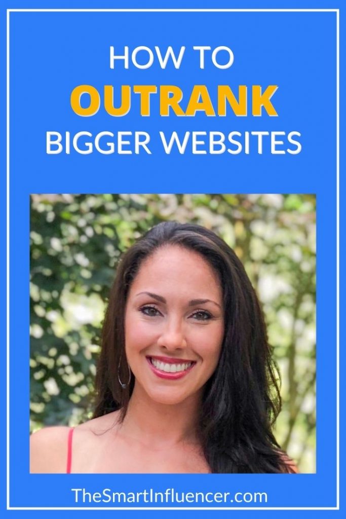 Image of Aleka Shunk with text that reads how to outrank bigger websites.