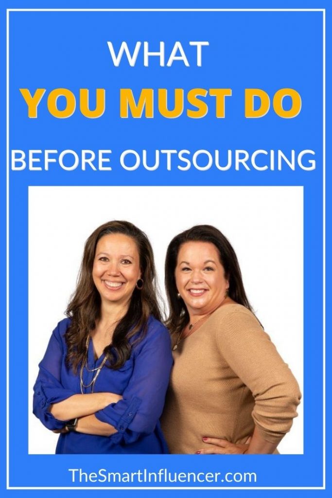 Photo of Christina and Corinne with text that reads what you must do before outsourcing